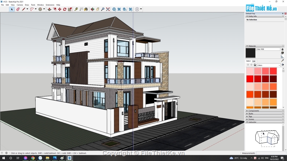 biệt thư 3 tầng đẹp,3dmax biệt thự 3 tầng,model sketchup villa 3 tầng,mẫu villa 3 tầng su đẹp